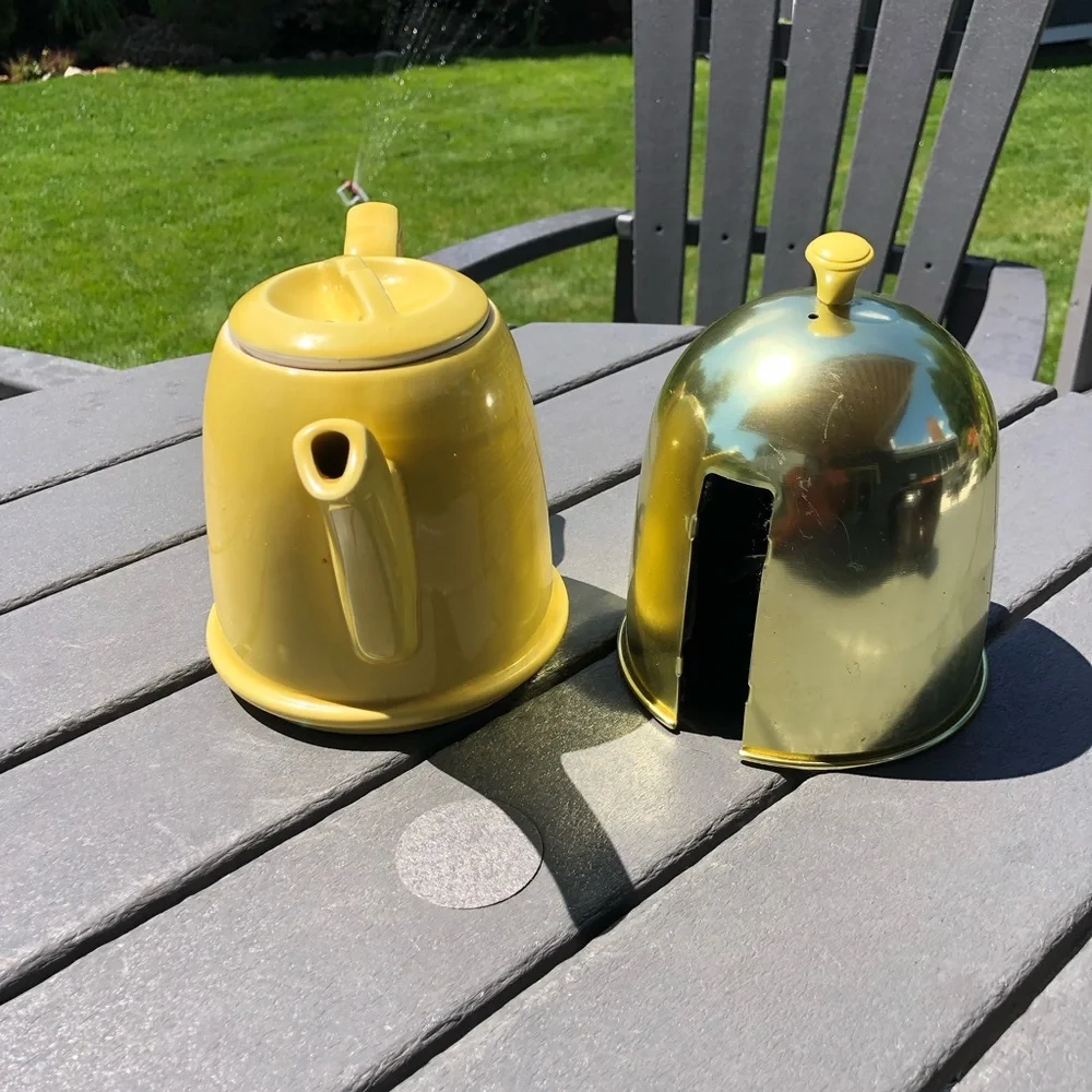 Vintage Hall pottery teapot MCM with aluminum felt lined warming cover- USA made